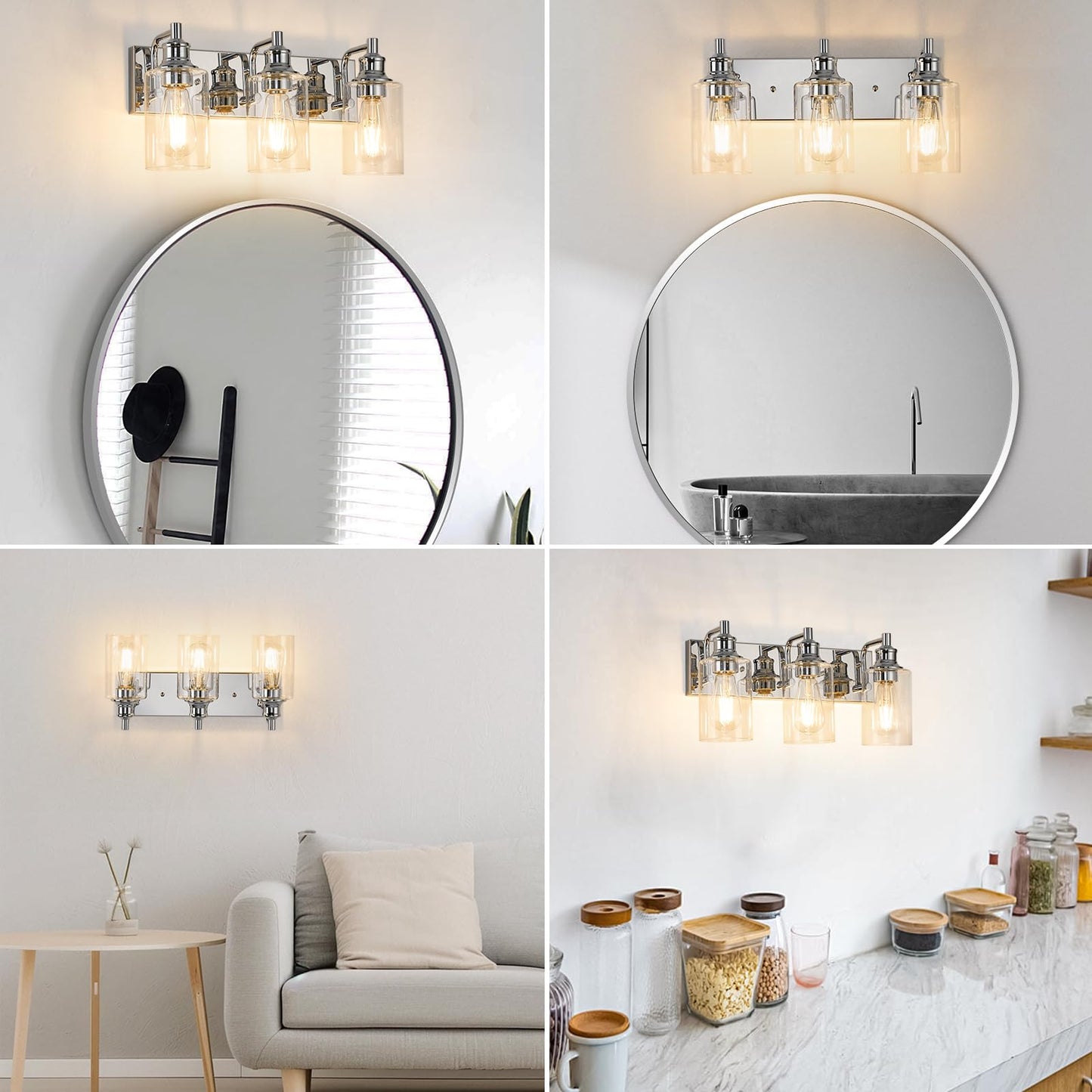 ALAISLYC 3-Light Bathroom Light Fixtures Modern Chrome Vanity Lights for Bathroom Lighting Fixtures Over Mirror for Cabinet Mirror Bedroom Hallway