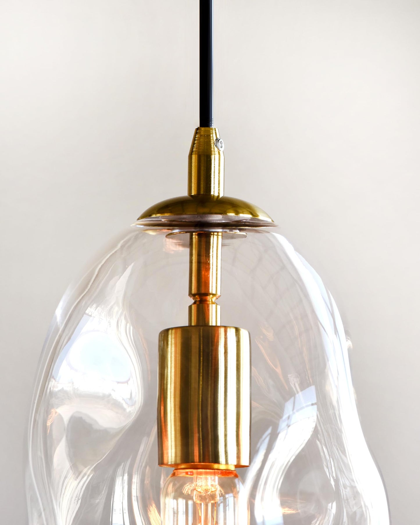 CASAMOTION Pendant Light Fixtures Glass Pendant Lights Kitchen Island Modern Gold Brass Kit Clear Organic Globe Bar Counter Dining Room Large Lamp Shade 12 Inch Height 1 Pack