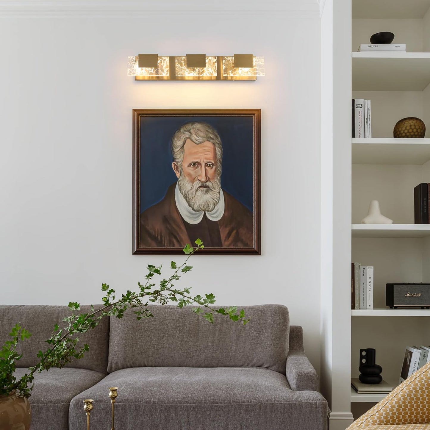 HAHZT LED Bathroom Vanity Light: 24 inch Brushed Gold Acrylic Modern Lighting Fixtures - 3 Lights Contemporary Smoke Design Wall Lights Fixture Over Mirror 3000K