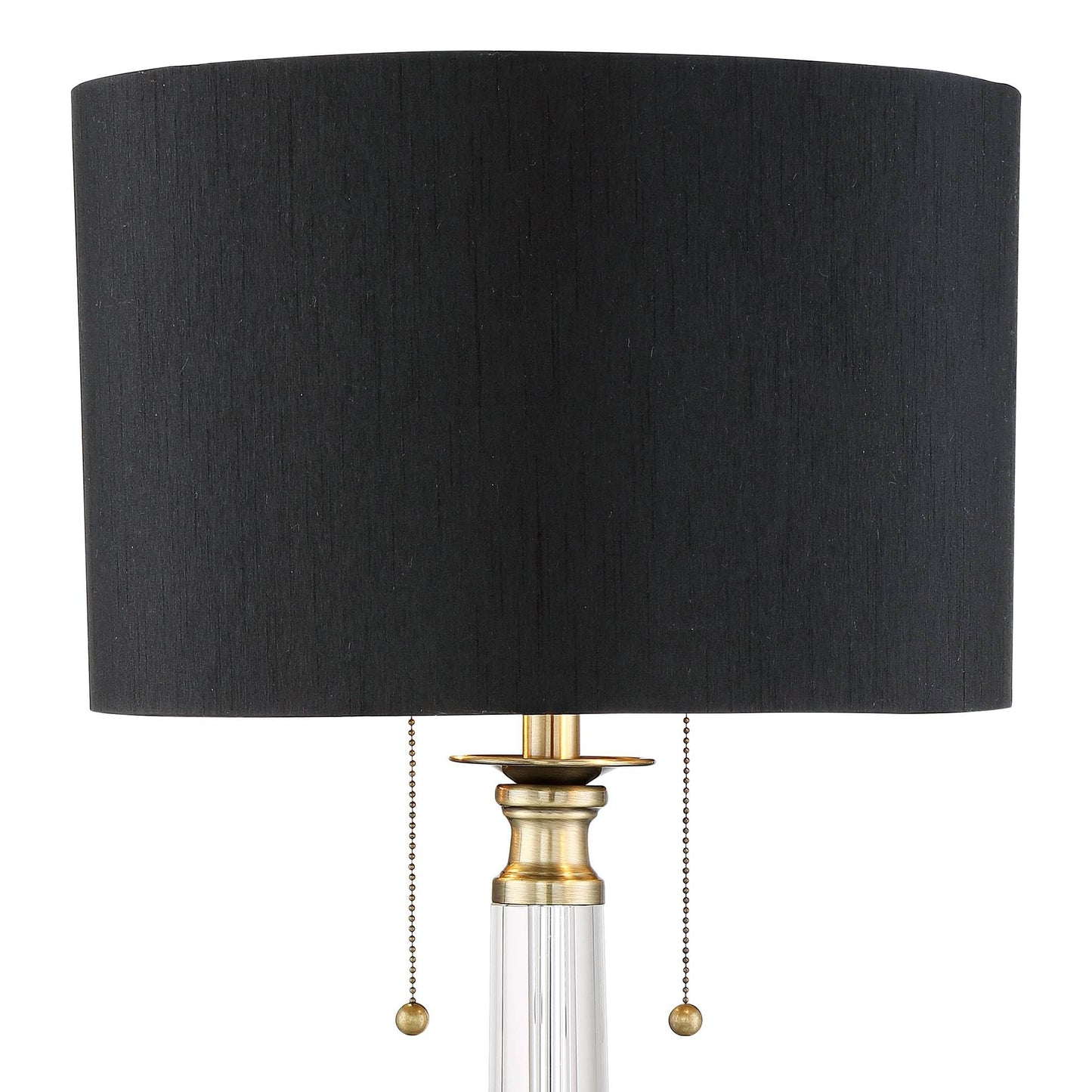 Vienna Full Spectrum Stephan Traditional Luxury Table Lamp 30" Tall Crystal Column Antique Brass Gold Black Drum Shade Decor for Living Room Bedroom House Bedside Nightstand Home Office Entryway