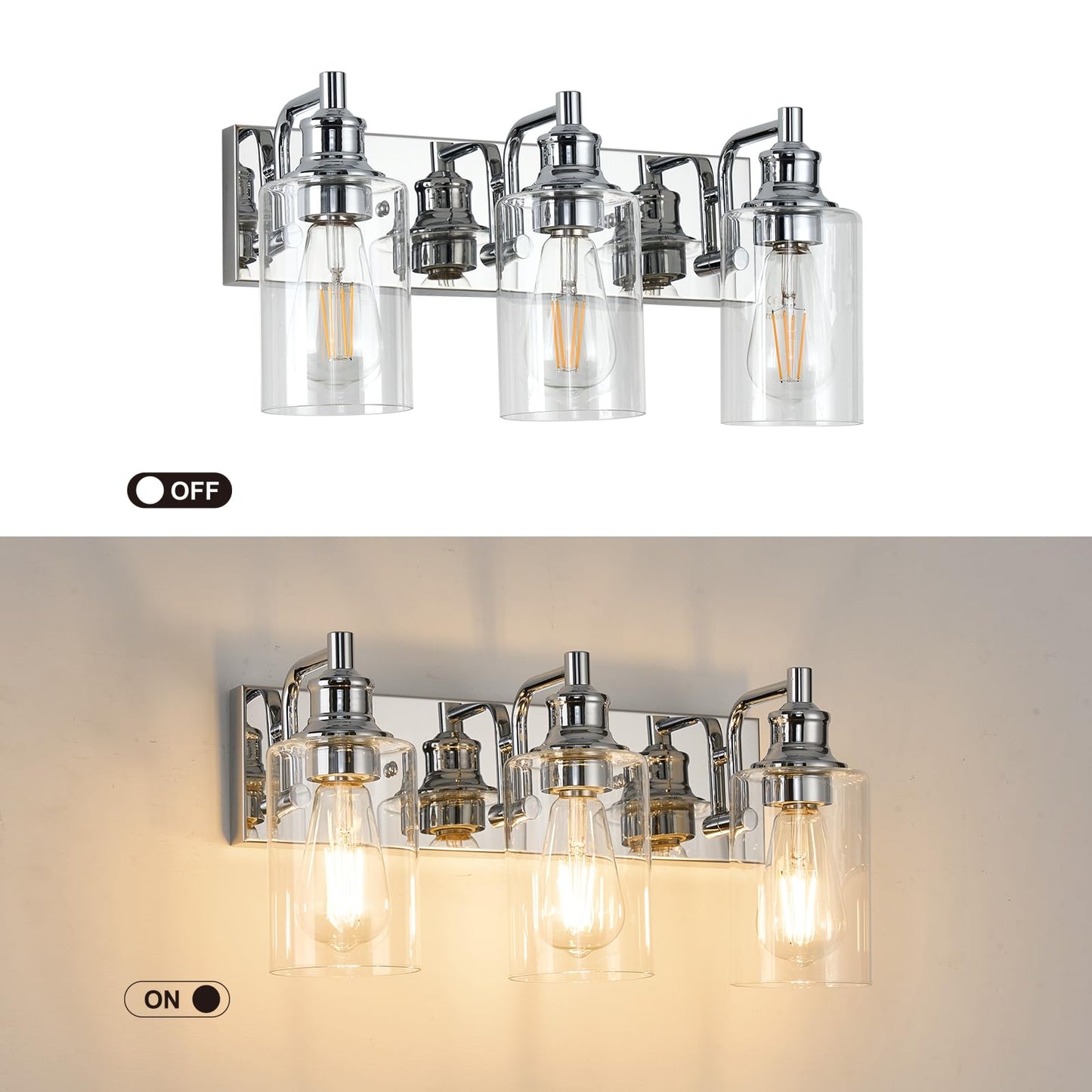 ALAISLYC 3-Light Bathroom Light Fixtures Modern Chrome Vanity Lights for Bathroom Lighting Fixtures Over Mirror for Cabinet Mirror Bedroom Hallway