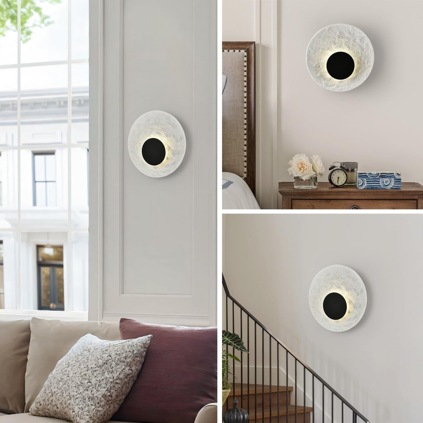 Resin Wall Sconce Wabi Sabi Art Lighting Fixture, Modern Resin Japanese Style Lamp 9W for Bedroom,Hallway, Moon Stairs Light,IP54 Waterproof Outdoor Porch Wall Lights for Porch Garage Entryway