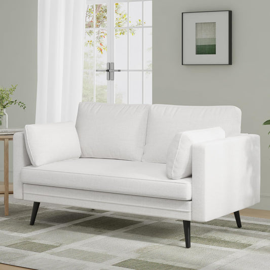 Novilla 66" Fabric Loveseat Sofa, 700 LBS Weight Capacity, Simple Assembly Required, Fabric Couch for Living Room, Bedroom, Home Office, Cream Couch