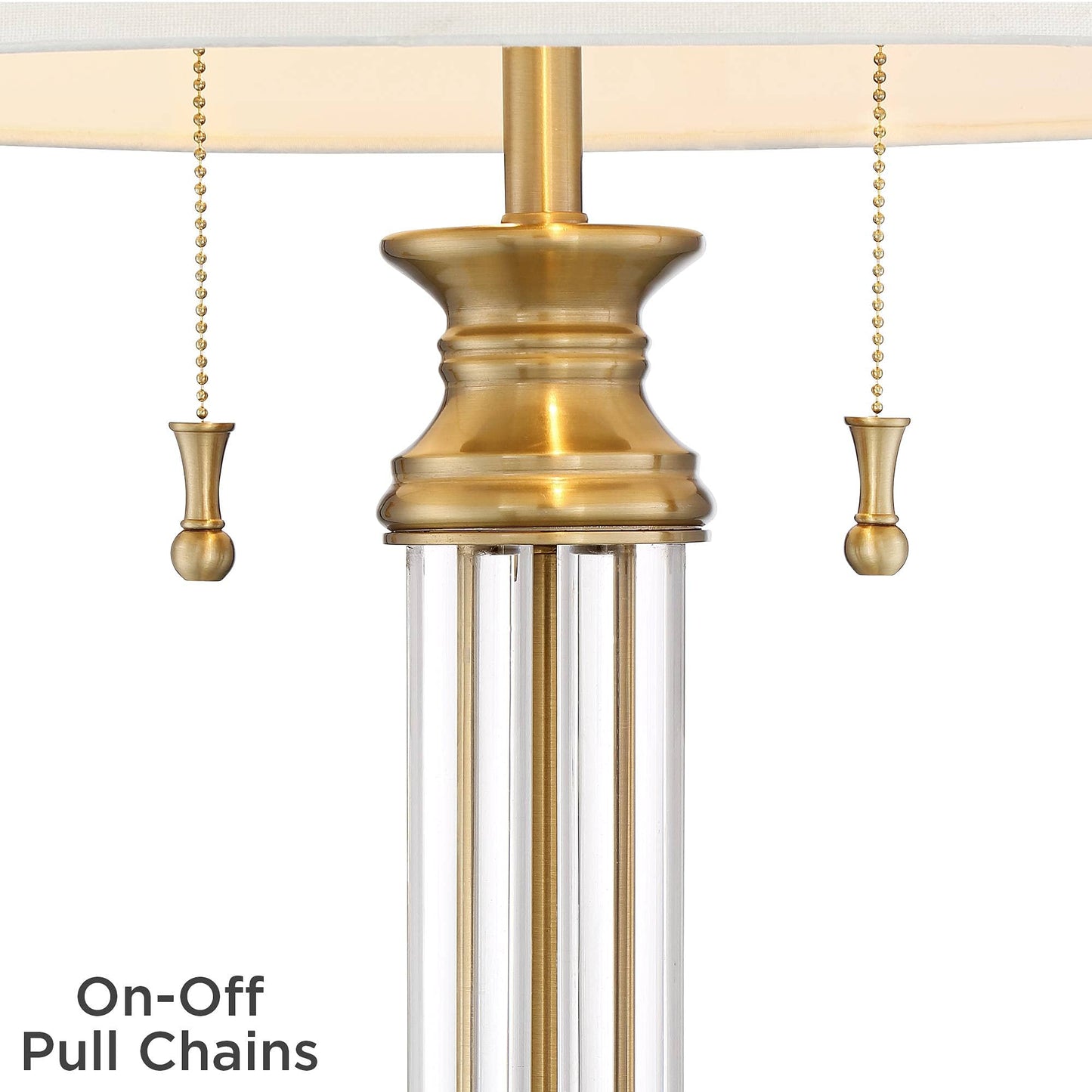 Vienna Full Spectrum Rolland Traditional Table Lamp 30" Tall Antique Brass Crystal Column Off White Tapered Drum Shade Decor for Living Room Bedroom House Bedside Nightstand Home Office Entryway