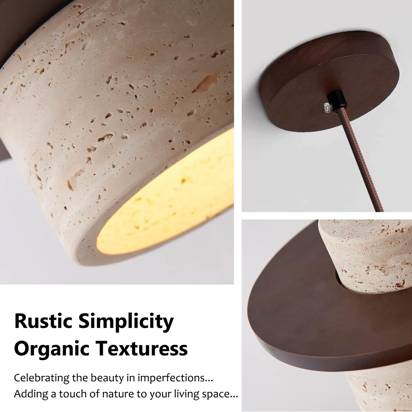 Axamate Japanese Style Wabi Sabi Pendant Light Nordic Marble Chandeliers Natural Stone Shade Simple Hanging Light Fixture for Dining Room Bedside Kitchen Island Hallway