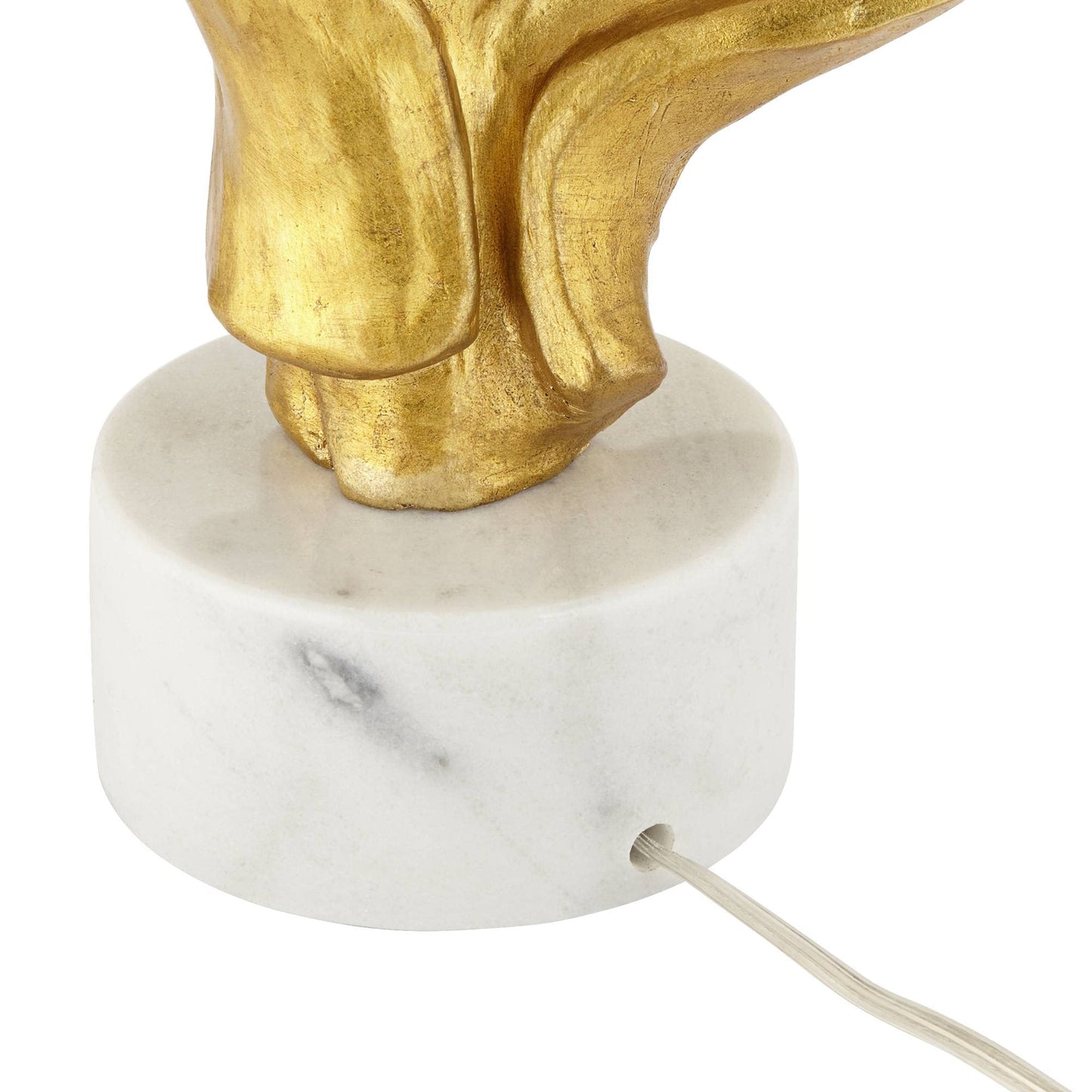 Possini Euro Design Hera Modern Glam Luxury Table Lamp Decor 31" Tall Sculptural Gold Leaf White Fabric Drum Shade Marble Base for Living Room Bedroom House Bedside Nightstand Home Office Entryway