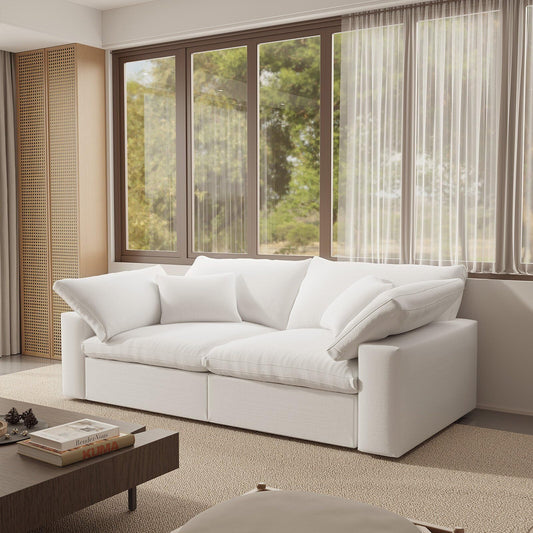 Intuition Decor Cloud Modular Sectional Sofa, 2 Seat Down Filled Sofa 78.6" Minimalist Sofa,Cover Washable and Replaceable Couches for Living Room,Sectional Sofa Deep Seat White