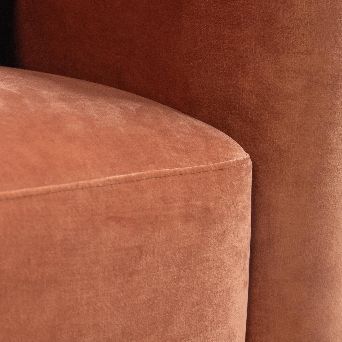 Acanva Luxury Modern Tight Curved Back Velvet Sofa, Minimalist Style Comfy Couch for Living Room Apartment, 3 Seater, Tangerine