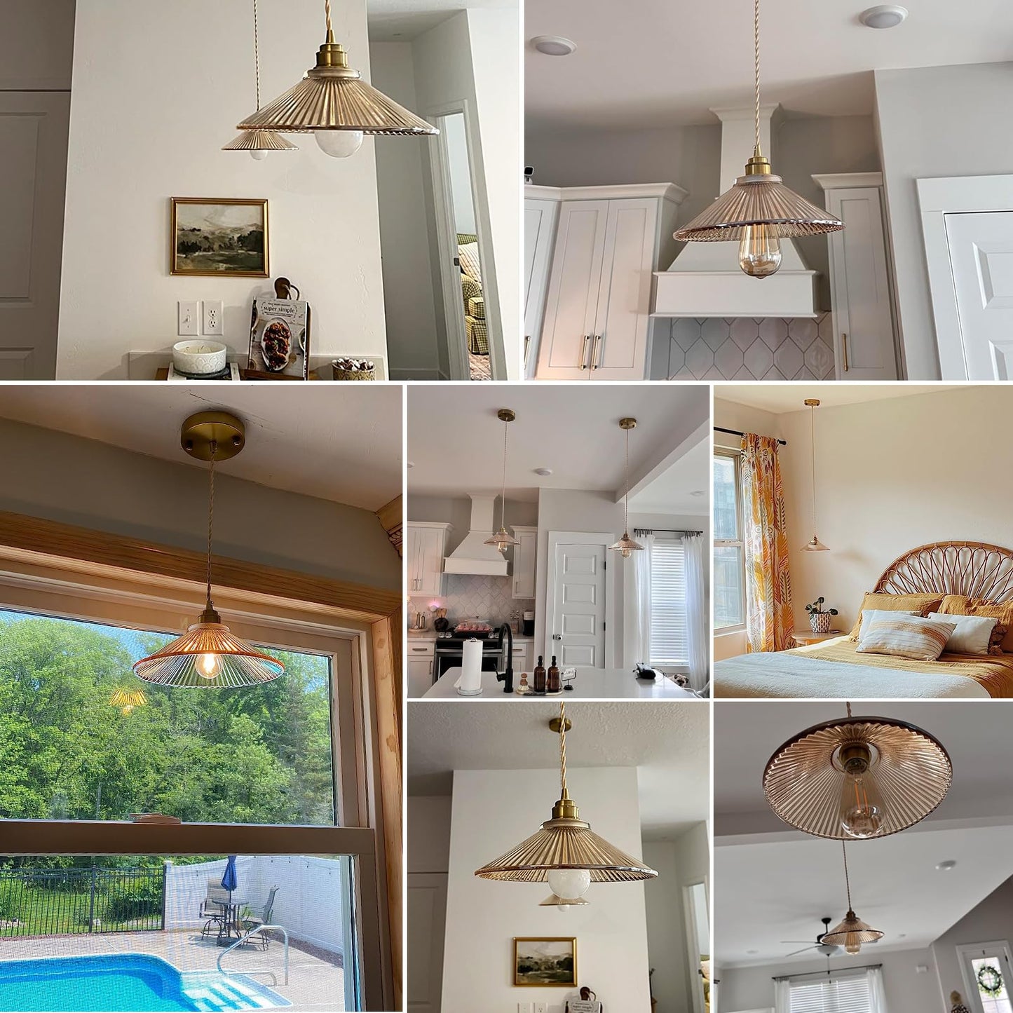 Ejhgdwx Pendant Light Fixture for Kitchen Island, Modern Hanging Lamp for Dinning Room, Adjustable Hanging Lights with Glass Shade for Bedroom Hallway Bar(glod,3 Pack)…