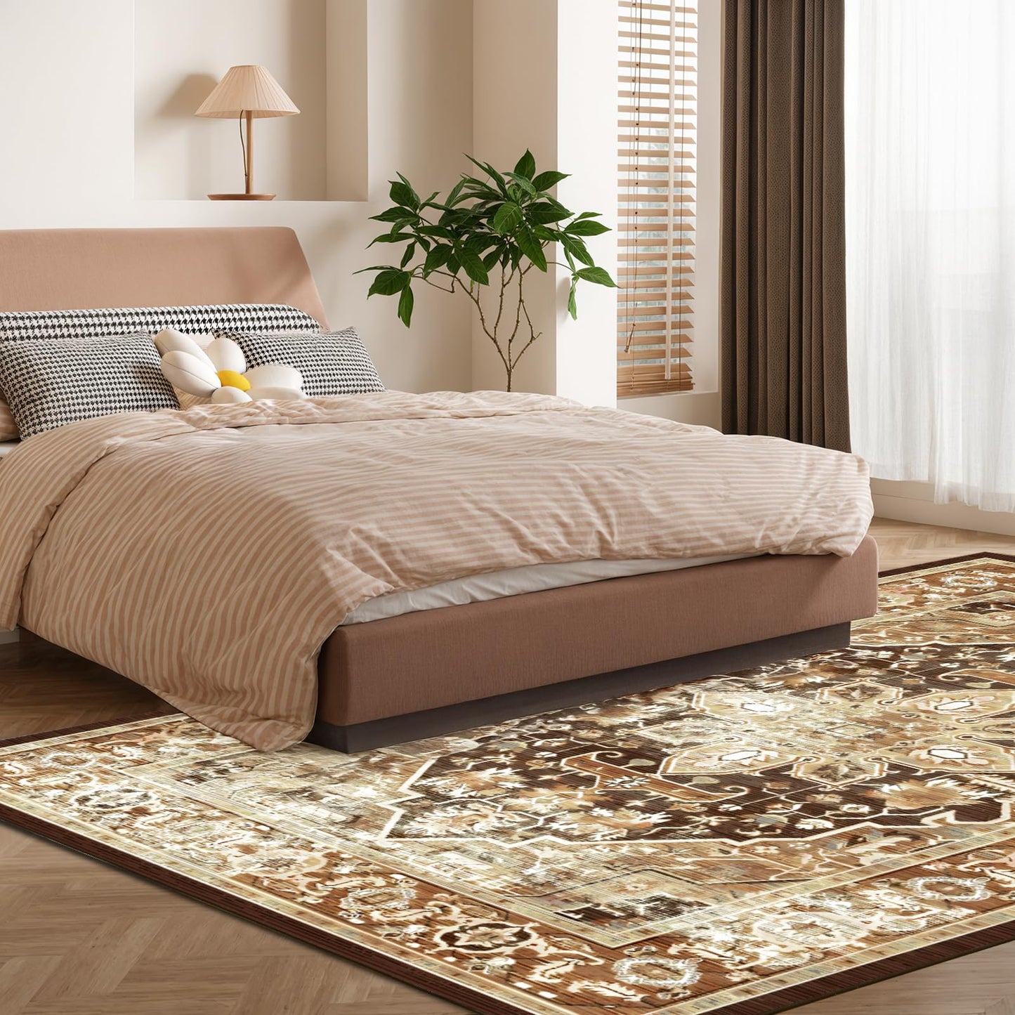 Blivonta Washable Area Rugs for Living Room Bedroom, 9x12 Large Luxury Accent Throw Carpet for Kitchen Dining Room Home Office, Boho Vintage Retro Non-Slip Laundry Dining Room Mat