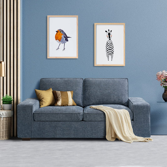 LEISLAND 71.25" Modern Sofas for Living Room, Small Sofas Couches for Small Spaces, Chenille Loveseat Couch with Solid Wood, Metal, Square Arm and Removable Cover/Easy to Install(Blue)