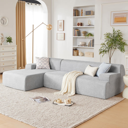 Huatean Home 107” Modular Sectional Sofa, Modern Sofa Couch for Living Room, High Density Sponges Cloud Couch Sectional, L-Shape Couches for Living Room, LightGrey