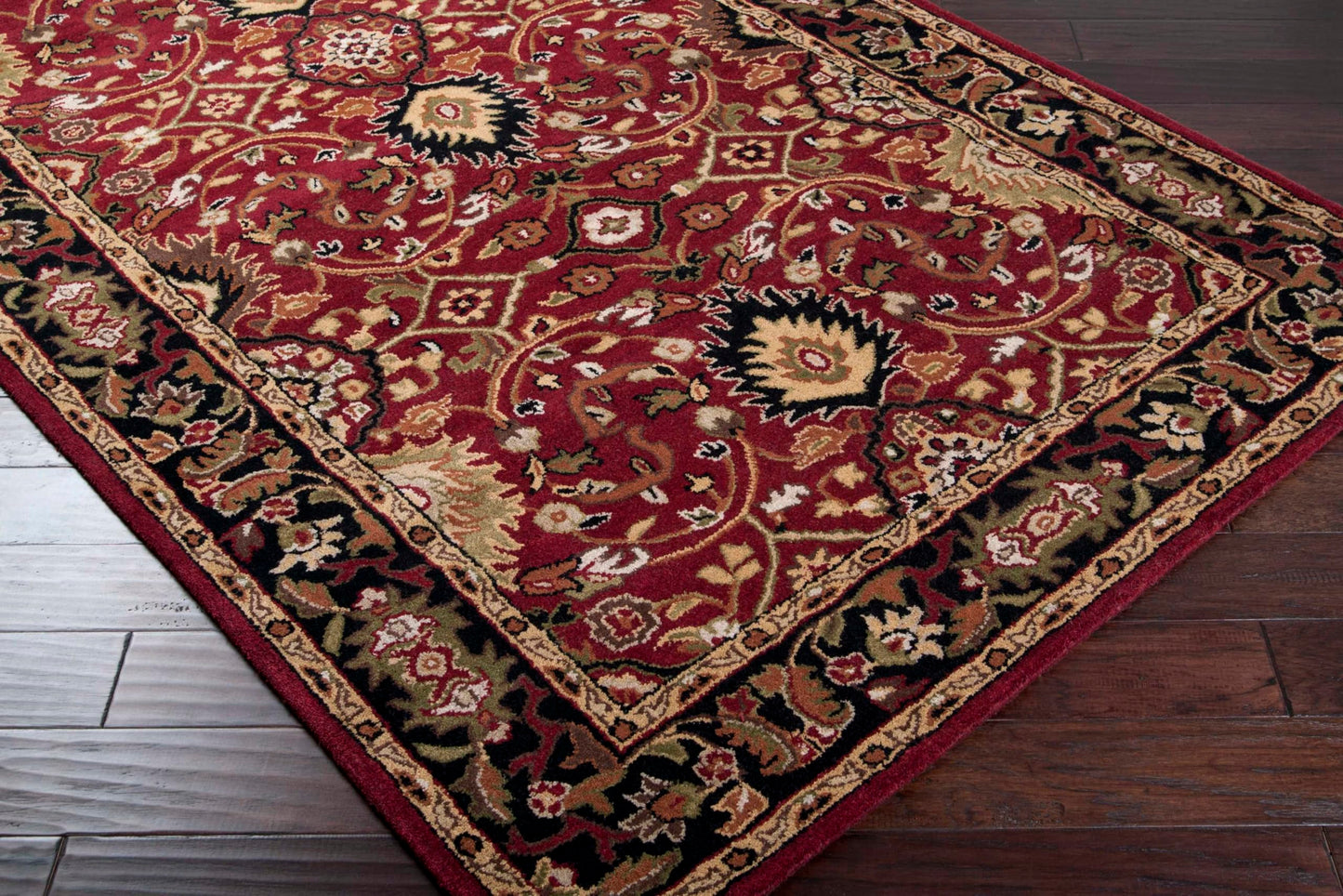 Mark&Day Wool Rugs, 8x10 Hardisty Traditional Burgundy Area Rug, Red Black Beige Carpet for Living Room, Bedroom or Kitchen (7'6" x 9'6")