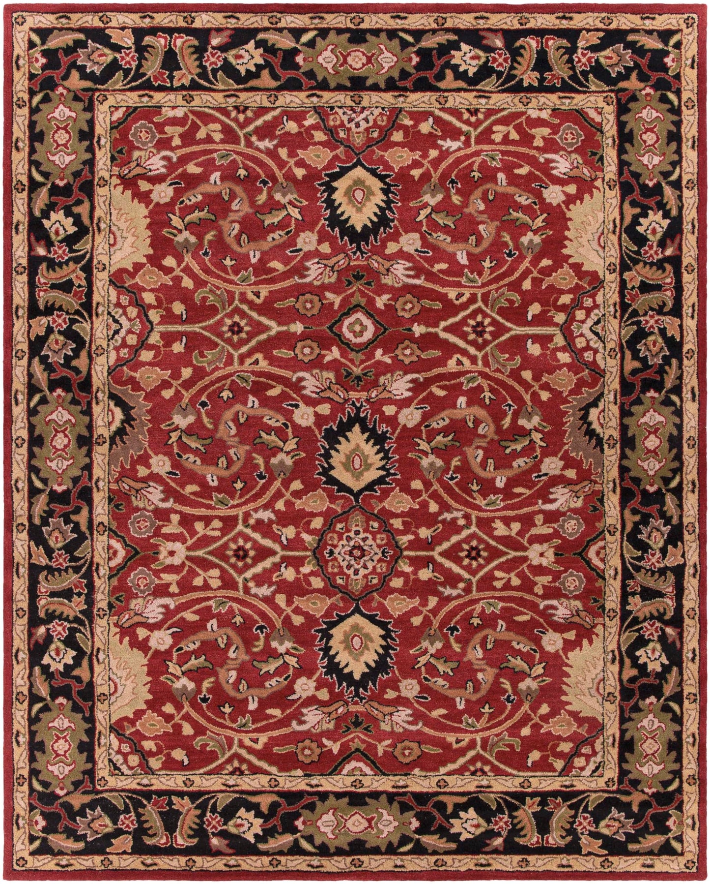 Mark&Day Wool Rugs, 8x10 Hardisty Traditional Burgundy Area Rug, Red Black Beige Carpet for Living Room, Bedroom or Kitchen (7'6" x 9'6")
