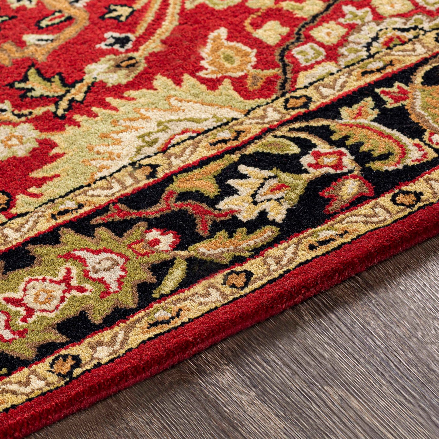 Mark&Day Wool Rugs, 8x10 Hardisty Traditional Burgundy Area Rug, Red Black Beige Carpet for Living Room, Bedroom or Kitchen (7'6" x 9'6")