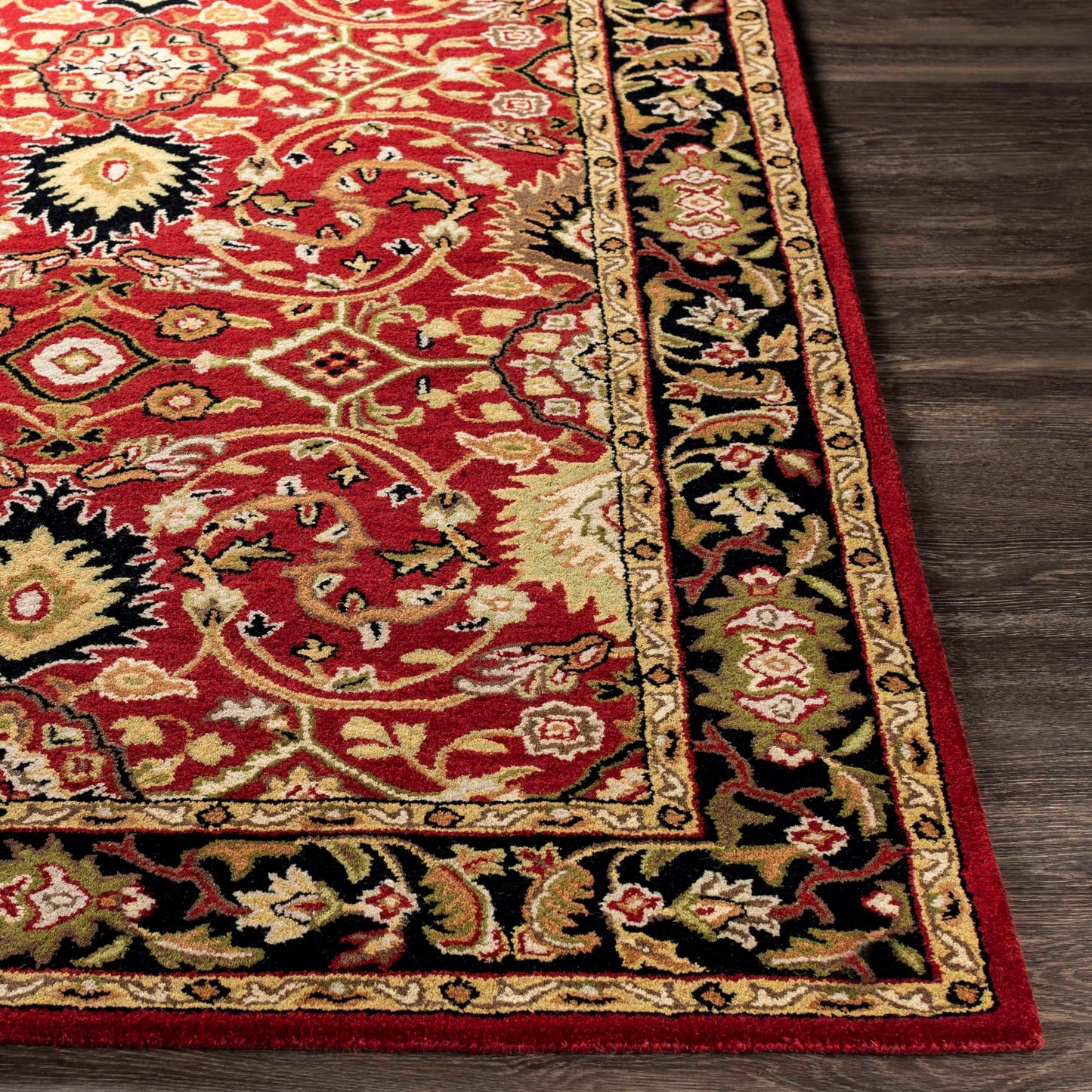 Mark&Day Wool Rugs, 8x10 Hardisty Traditional Burgundy Area Rug, Red Black Beige Carpet for Living Room, Bedroom or Kitchen (7'6" x 9'6")